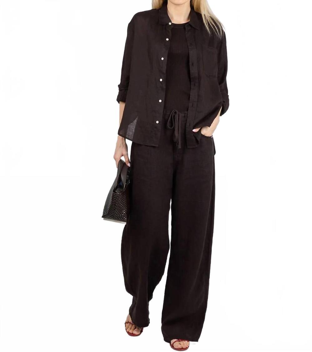 NEW CITIZENS OF HUMANITY kayla shrunken linen shirt in chocolate